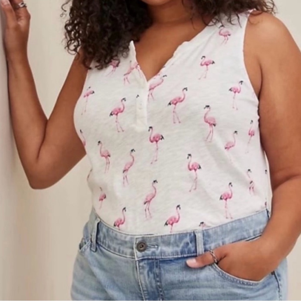 Torrid Heritage Slub Henley Flamingo Muscle Tank 🦩